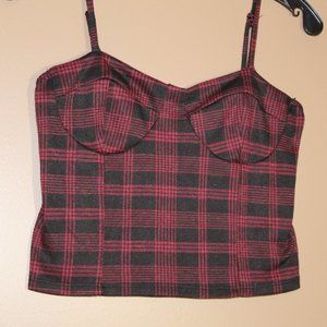 Red and Black cropped tight Tank. Size L